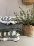 Frilly Olive Stripe Cushion