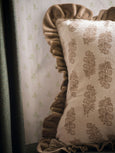 Blockprint Cushion - Taupe Flower