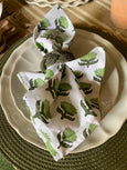 Block printed napkin green set of 6