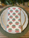 Block printed Napkin green & pink set of 6