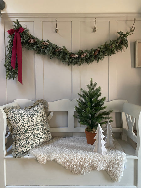 Faux Pine Garland with Pinecones