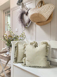Square Gingham Cushion - Olive