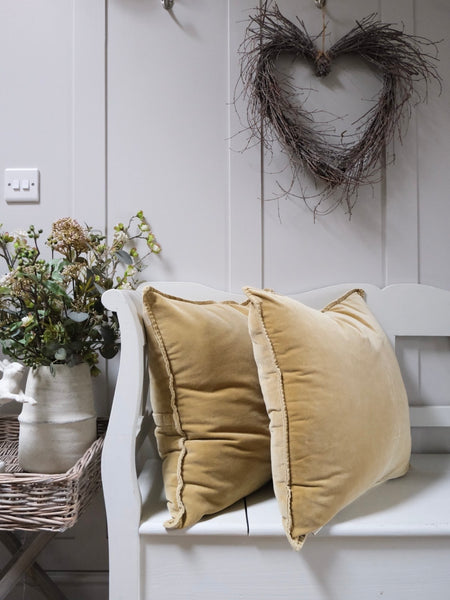 Cotton Velvet Cushion - Ochre