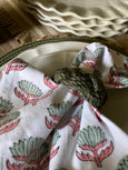 Block printed Napkin green & pink set of 6