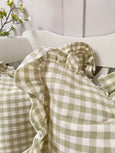 Square Gingham Cushion - Olive