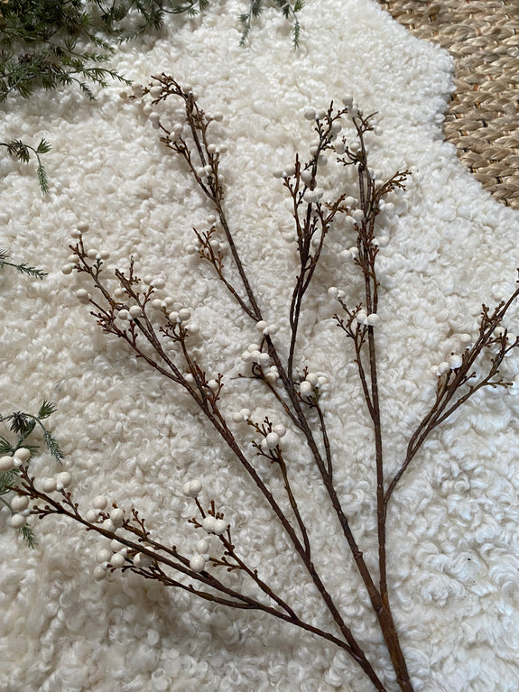 Faux White Berry Branch