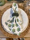 Block printed napkin green set of 6