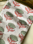 Block printed Napkin green & pink set of 6