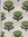 Block printed napkin green set of 6