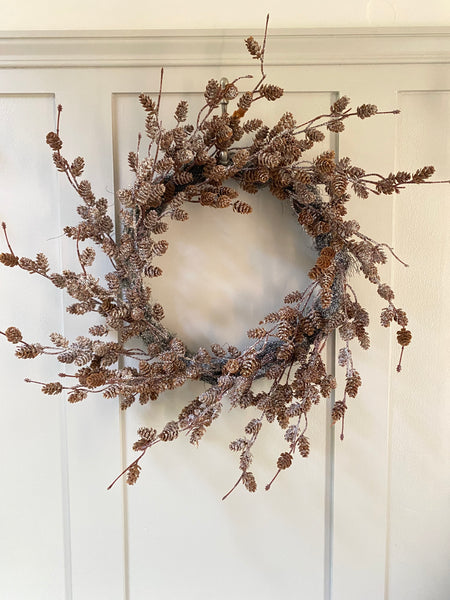 Faux Frosted Pine Cone Wreath