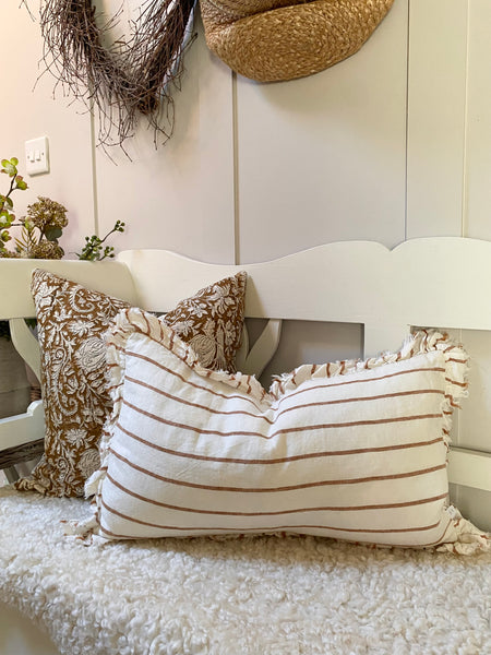 Linen Cushion - Brown Stripe
