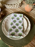 Block printed napkin green set of 6