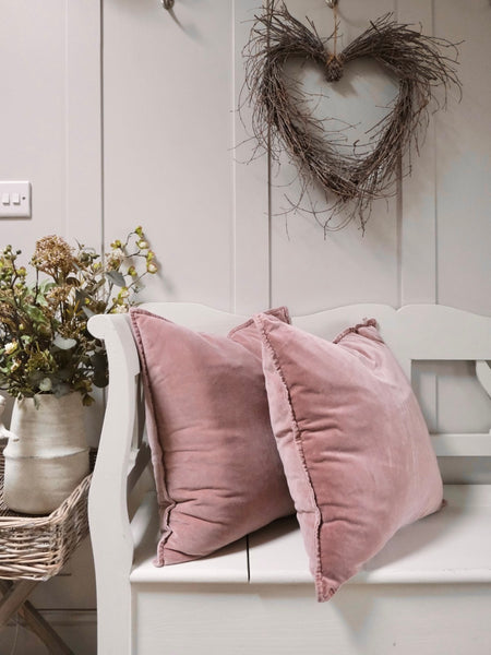 Cotton Velvet Cushion - Pink