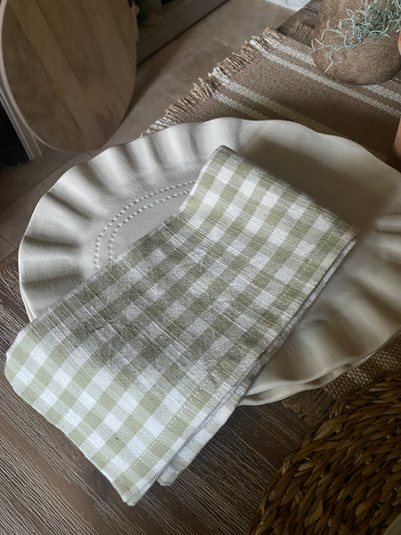 Olive Gingham Napkin - set of 4