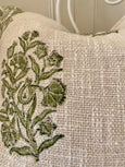 Green Floral Block Print Cushion