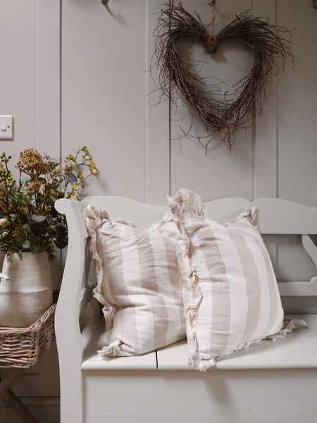 Thick Stripe Ruffle Cushion