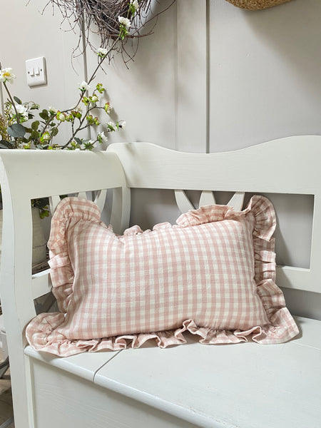 Rectangle Gingham Cushion - Pink