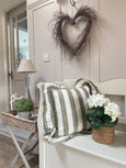 Frilly Olive Stripe Cushion